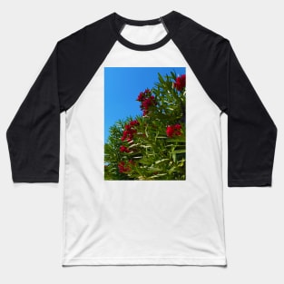 Red Mediterranean Flowers Baseball T-Shirt